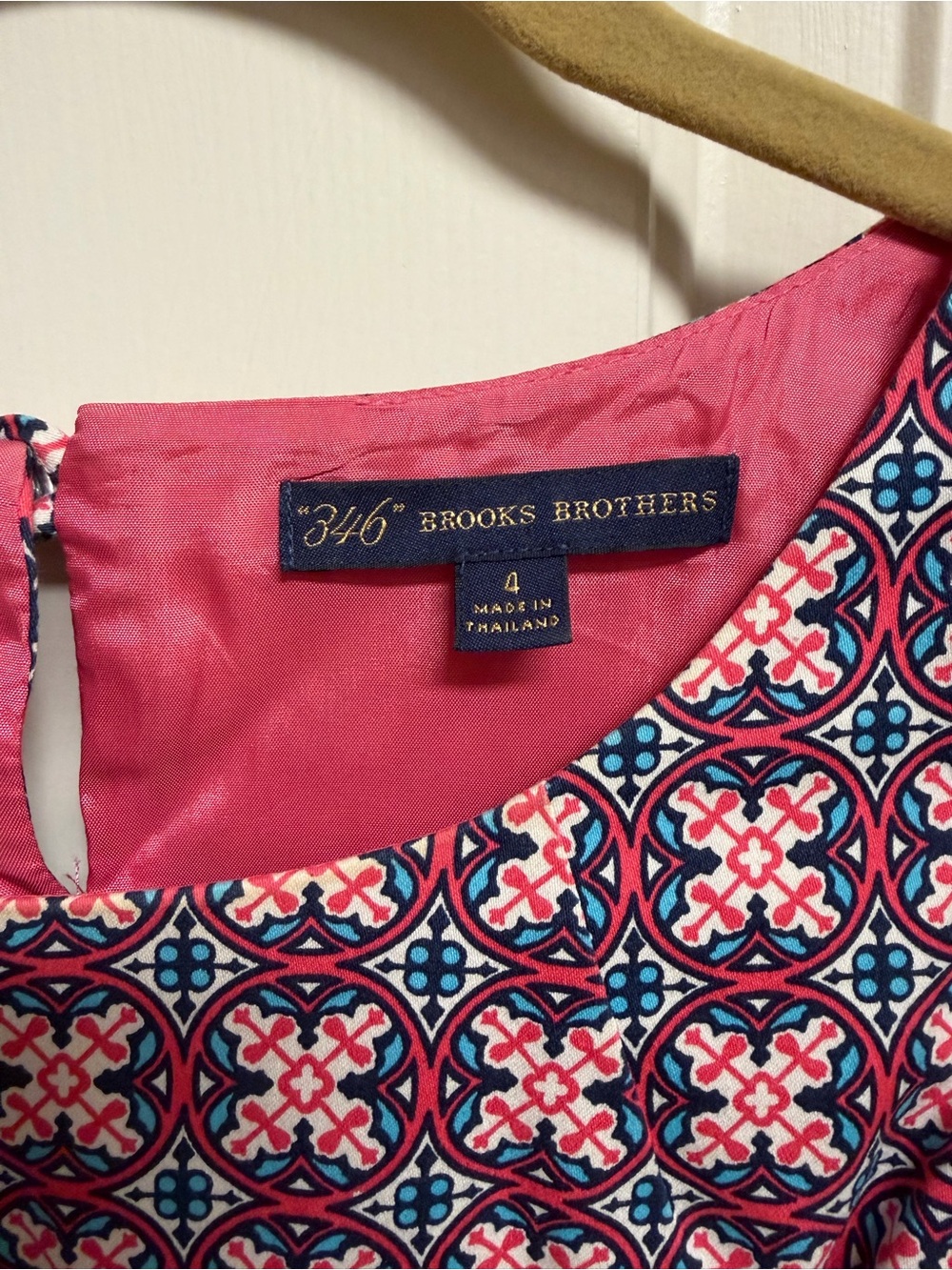 Brooks Brothers Pink and Navy Sleeveless Midi Dress - Picture 3 of 4